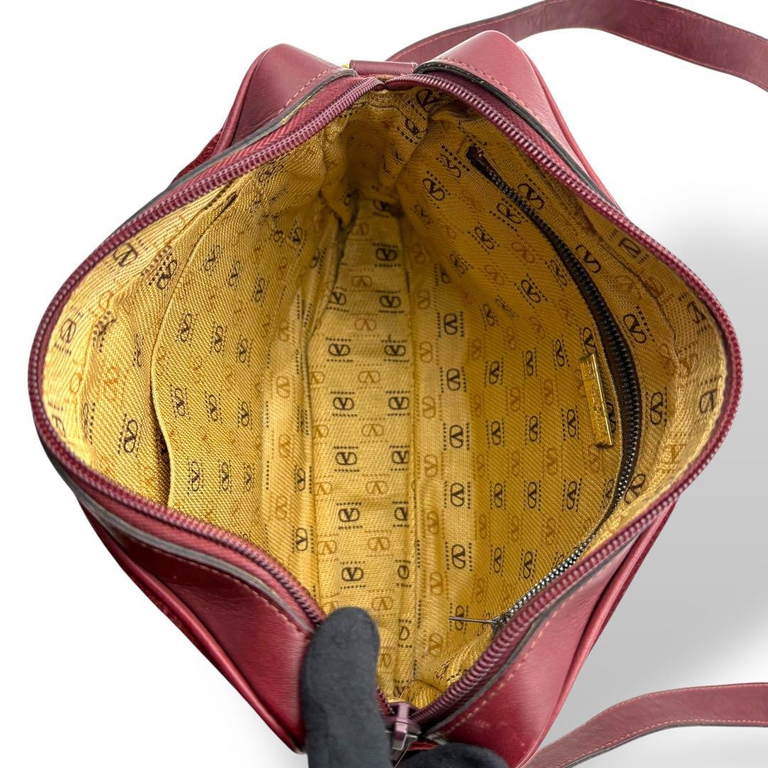 Valentino Shoulder Bag Purse Logo Suede Leather Bordeaux Authentic