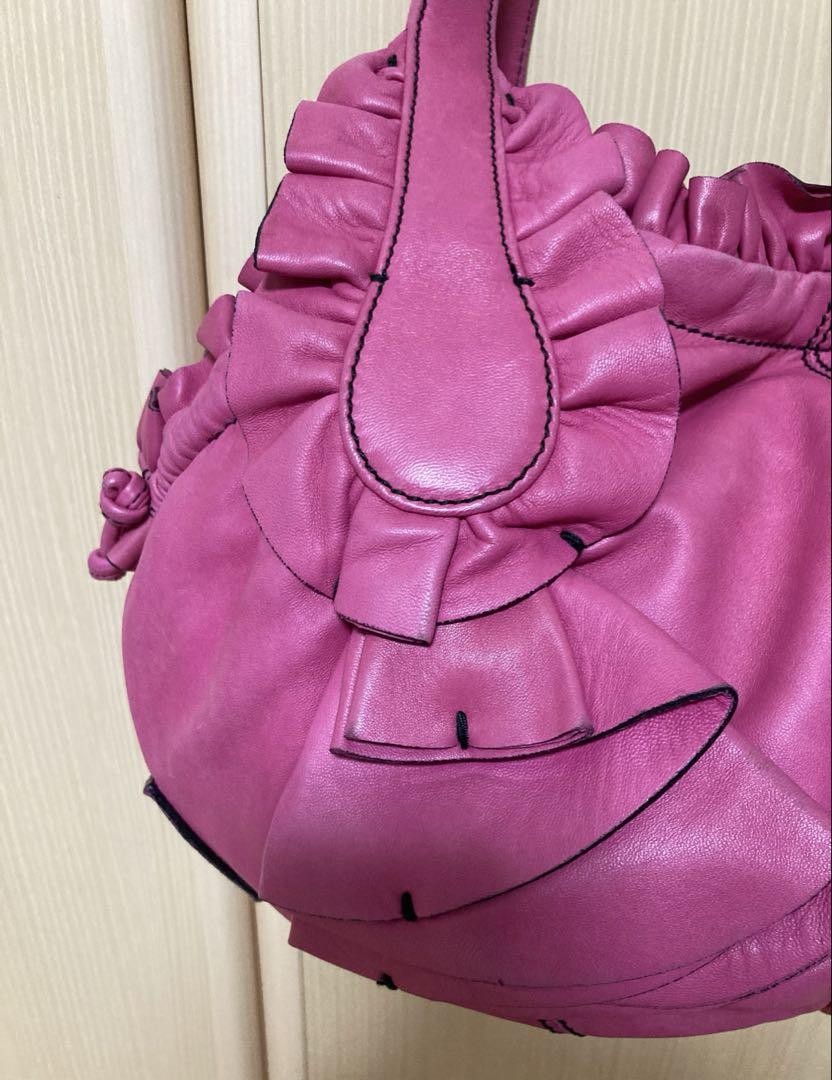 Valentino Garavani Hand Shoulder Bag Tote Purse Leather Pink Authentic