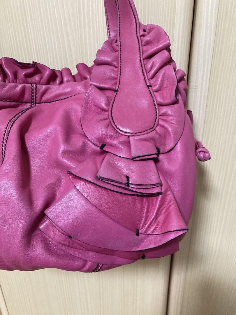 Valentino Garavani Hand Shoulder Bag Tote Purse Leather Pink Authentic