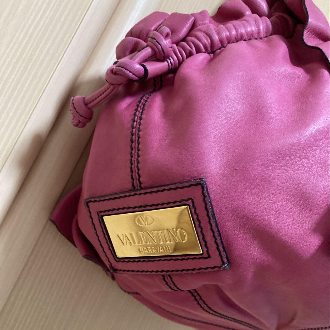 Valentino Garavani Hand Shoulder Bag Tote Purse Leather Pink Authentic