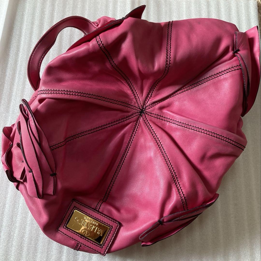 Valentino Garavani Hand Shoulder Bag Tote Purse Leather Pink Authentic