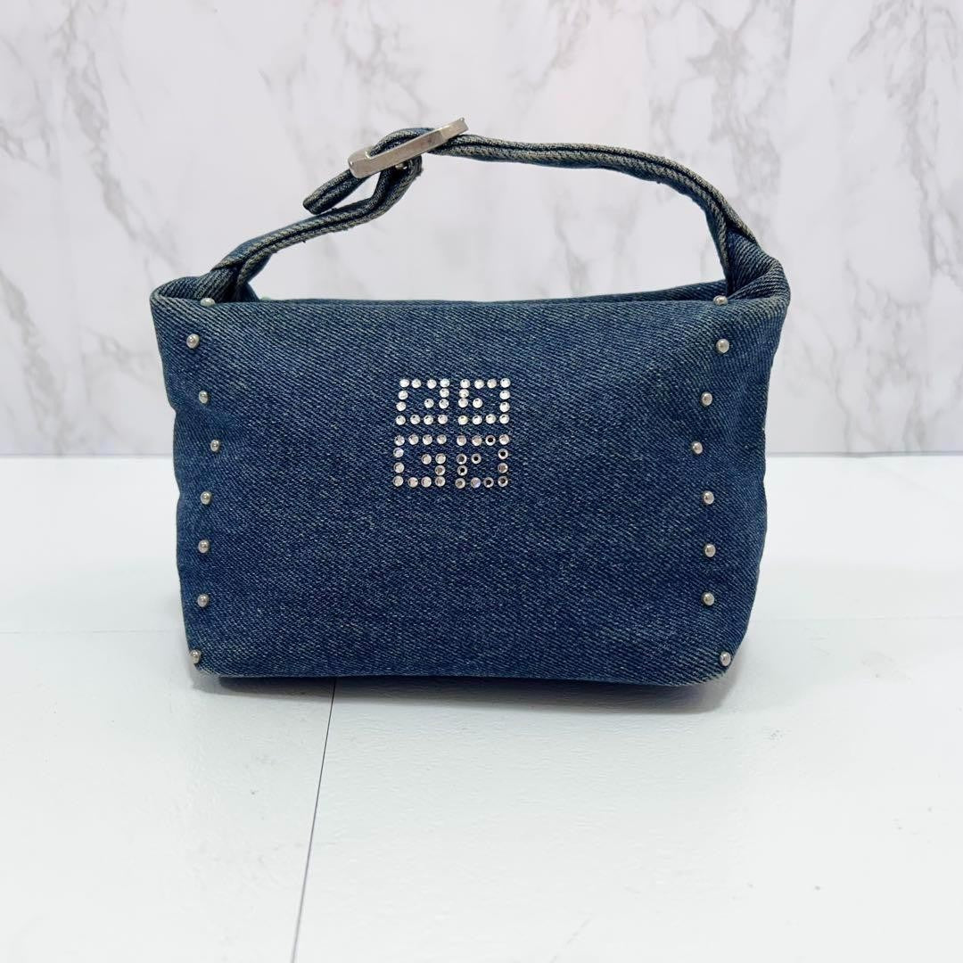 GIVENCHY Hand Bag Tote Purse 4G Denim Blue Authentic