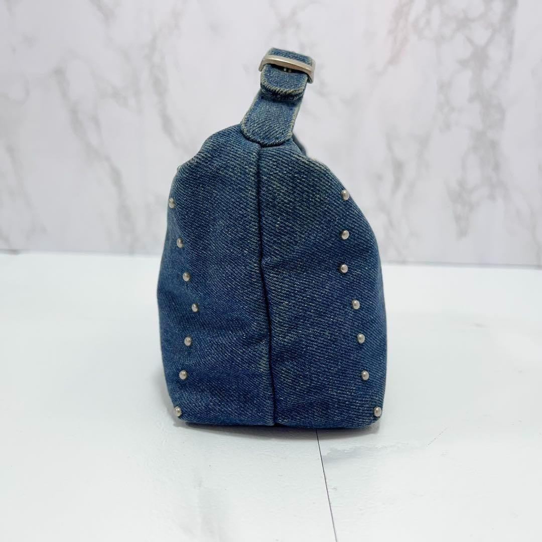 GIVENCHY Hand Bag Tote Purse 4G Denim Blue Authentic