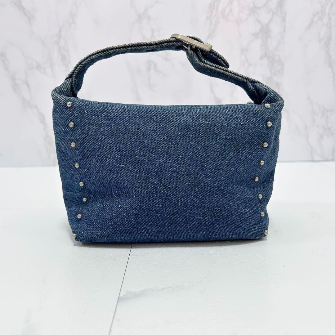 GIVENCHY Hand Bag Tote Purse 4G Denim Blue Authentic