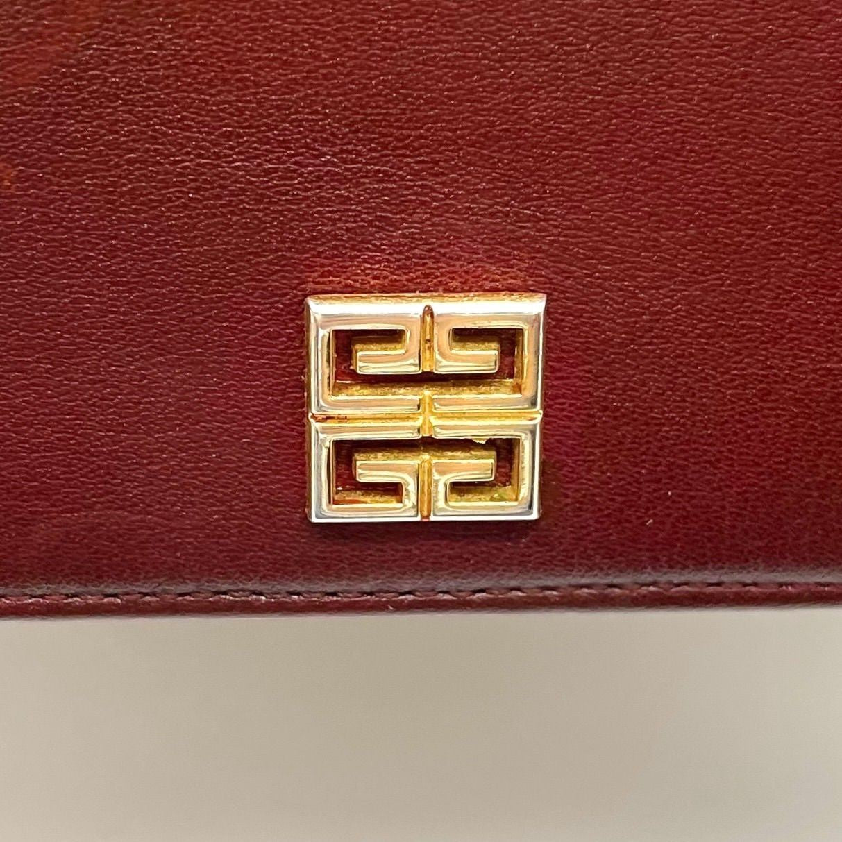 GIVENCHY Clutch Bag Second Bag 4G Leather Bordeaux Authentic