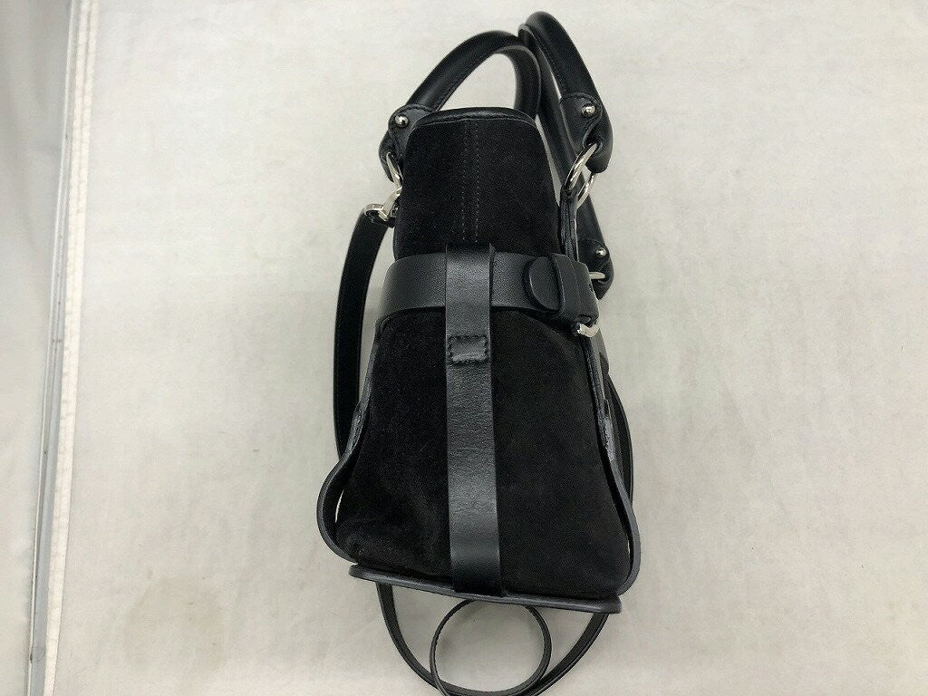 Salvatore Ferragamo Hand Shoulder Bag Tote Purse 2way Suede Black Authentic