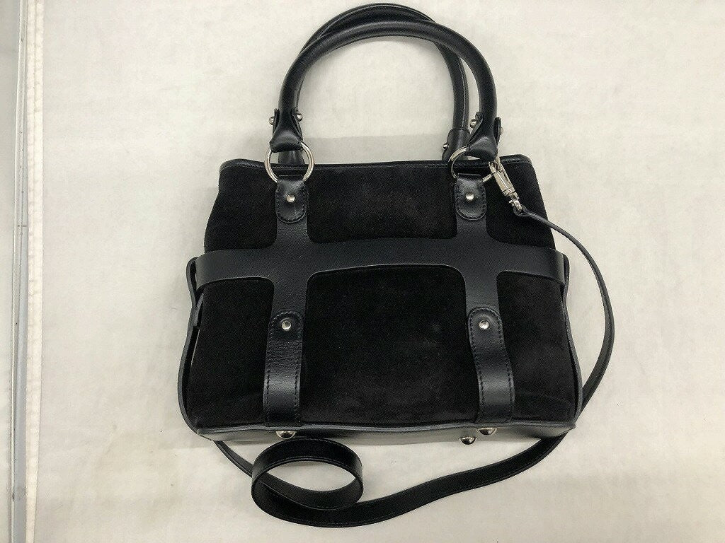 Salvatore Ferragamo Hand Shoulder Bag Tote Purse 2way Suede Black Authentic