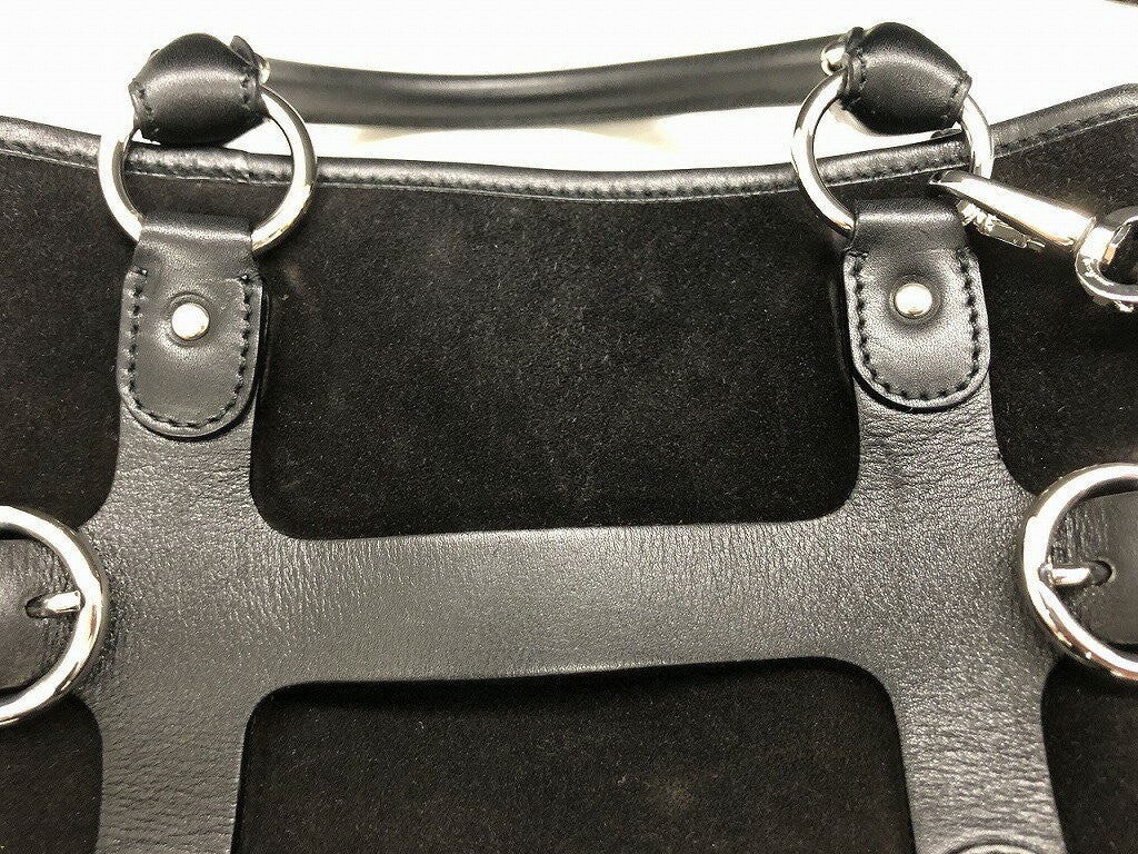 Salvatore Ferragamo Hand Shoulder Bag Tote Purse 2way Suede Black Authentic