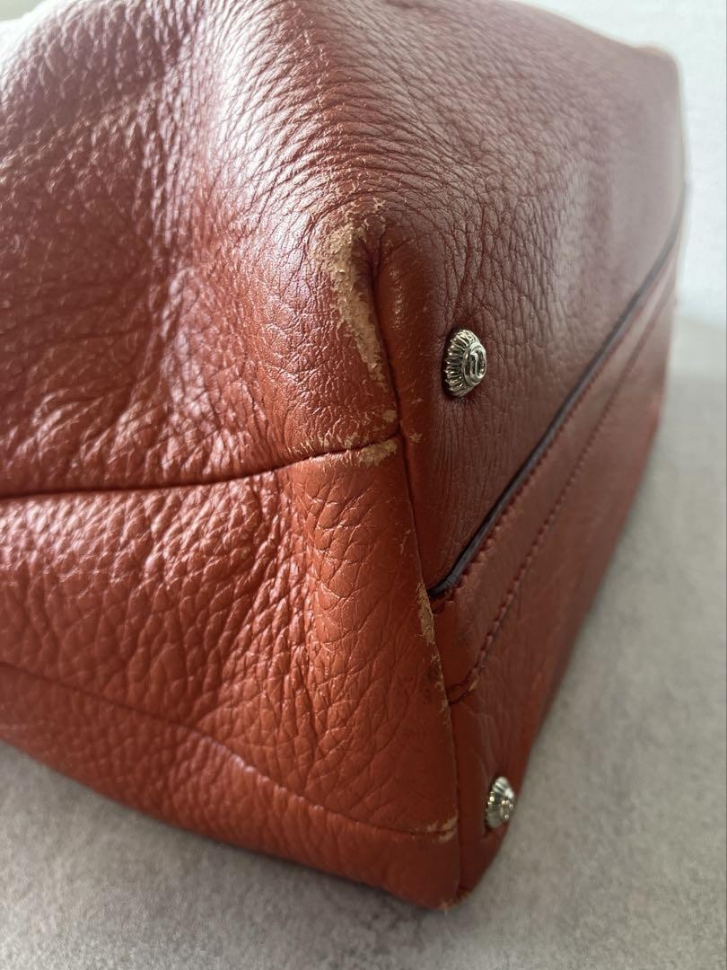 Salvatore Ferragamo Hand Bag Tote Purse Leather Orange Authentic