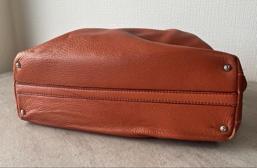 Salvatore Ferragamo Hand Bag Tote Purse Leather Orange Authentic