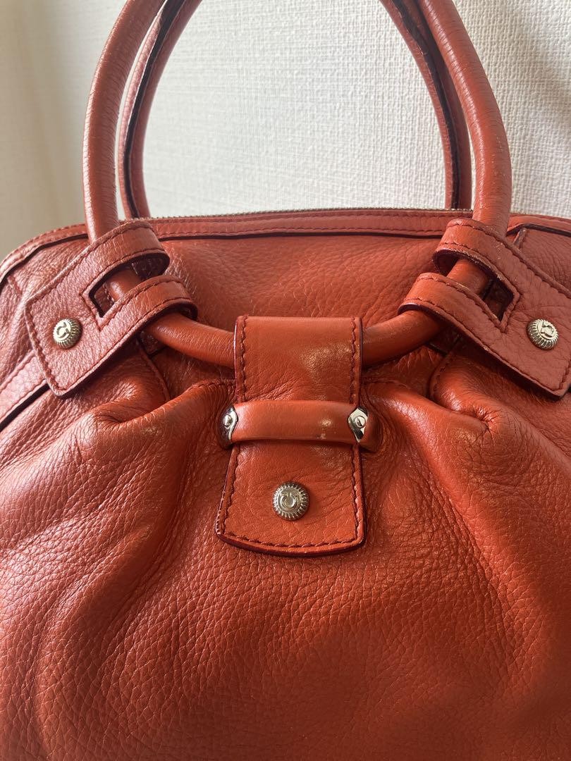 Salvatore Ferragamo Hand Bag Tote Purse Leather Orange Authentic