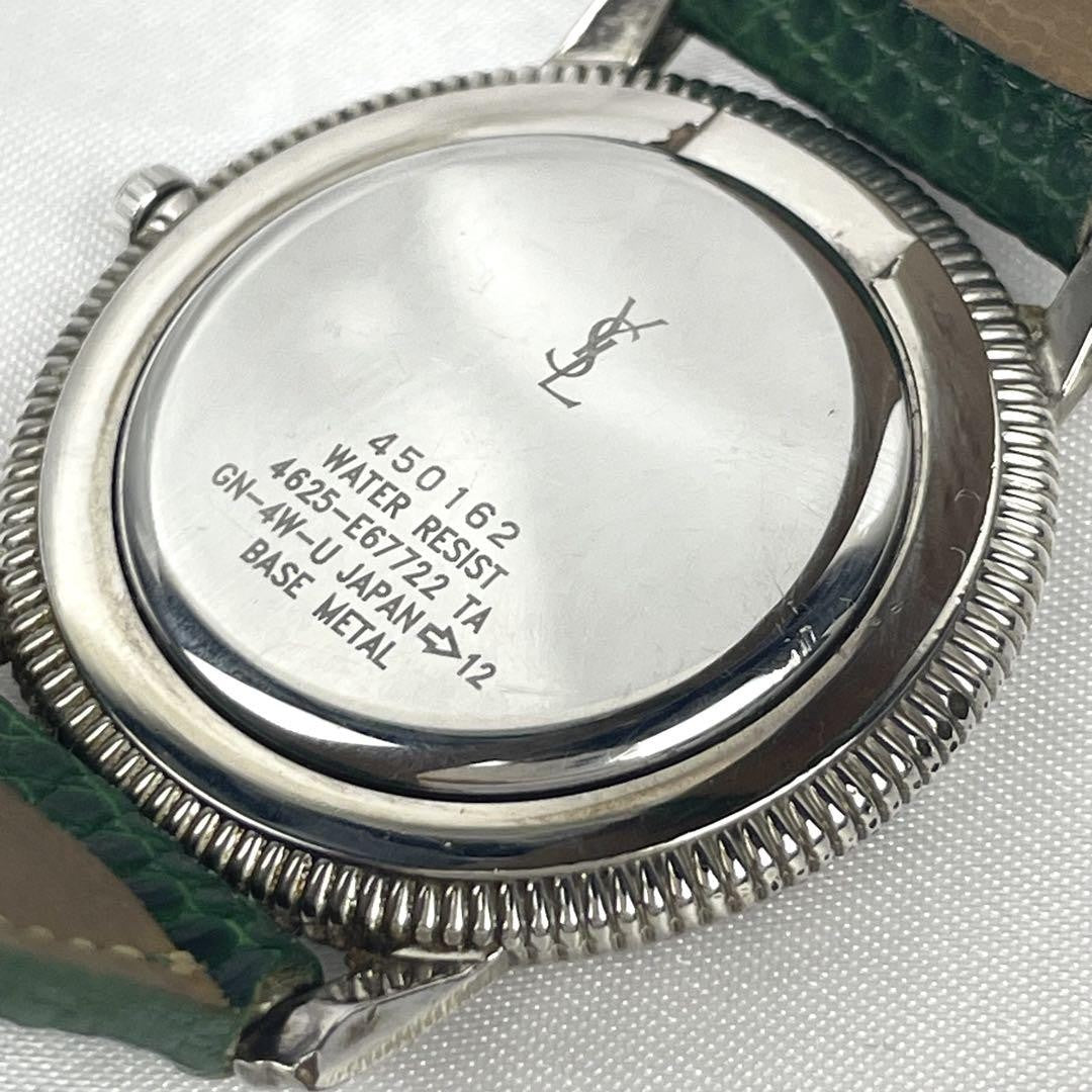 Saint Laurent Quartz Watch Wristwatch YSL Cassandra Green White Women's Auth