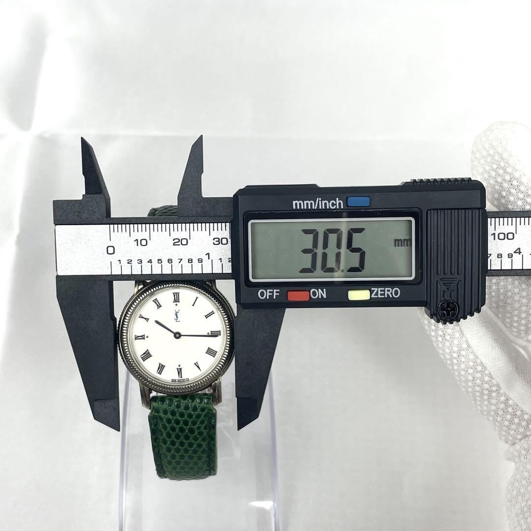 Saint Laurent Quartz Watch Wristwatch YSL Cassandra Green White Women's Auth