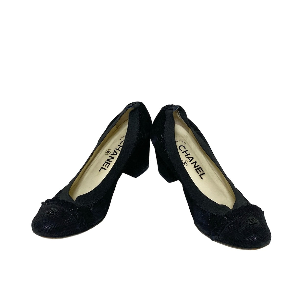 CHANEL Shoes Pumps Heel Cocomark EU 35 US 5 Black Authentic