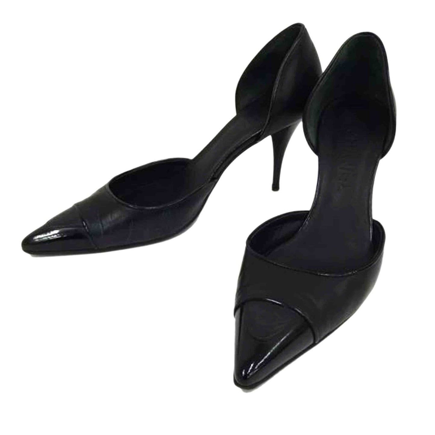 CHANEL Shoes Pumps Heel EU 37 US 7 Black Authentic
