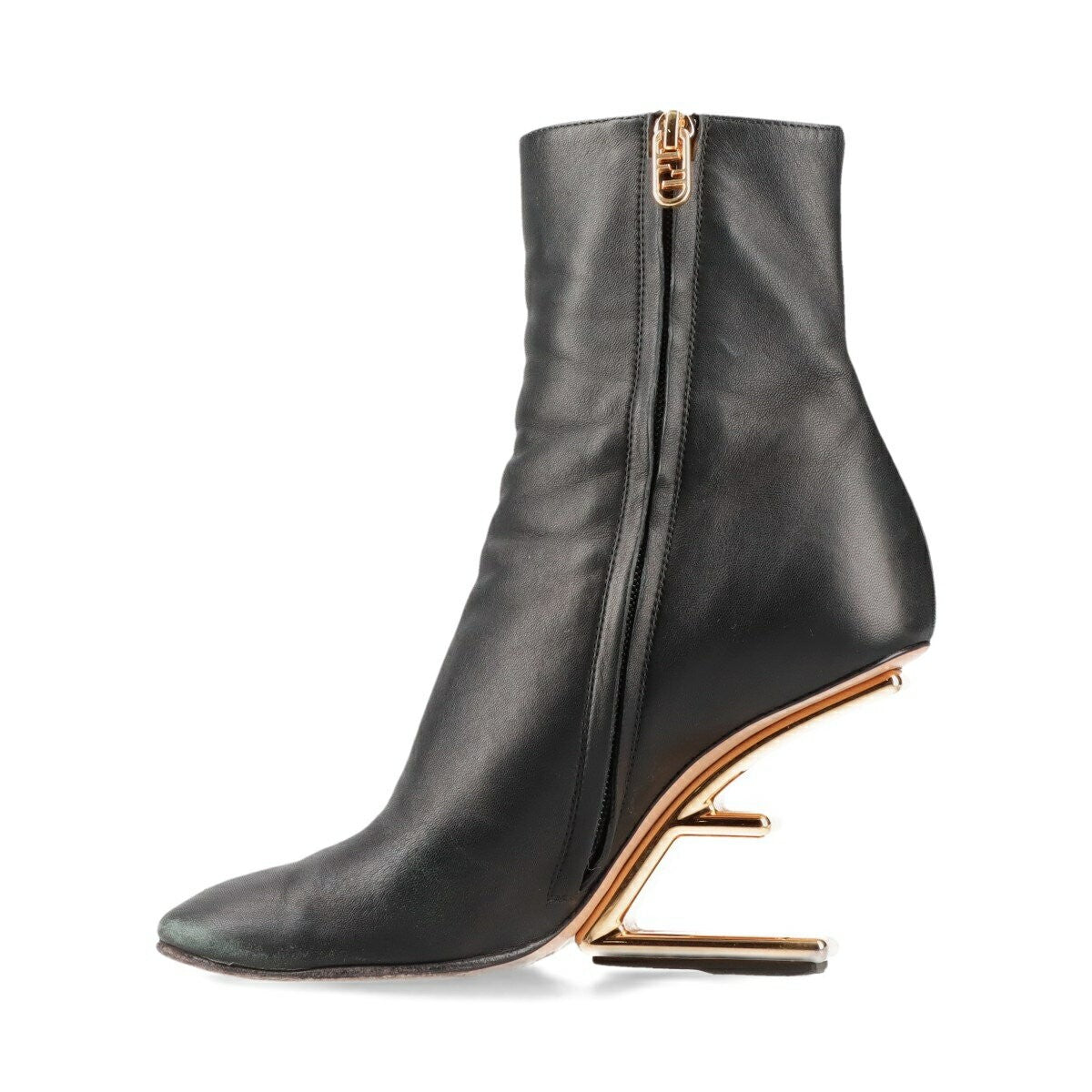 FENDI Short Boots Shoes EU 36 US 6 Leather Black Authentic