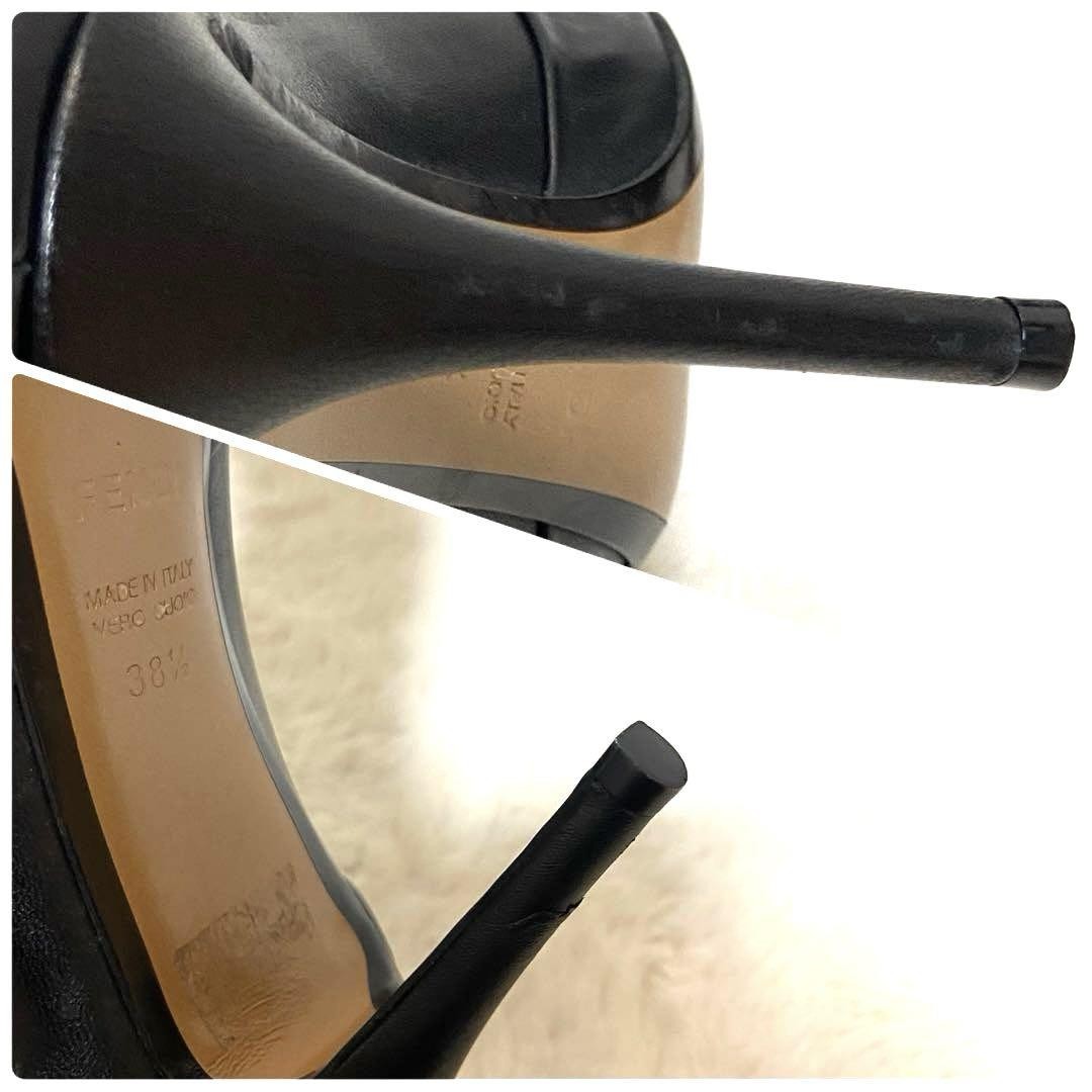 FENDI Short Boots Shoes EU 38.5 US 8.5 Leather Black Authentic