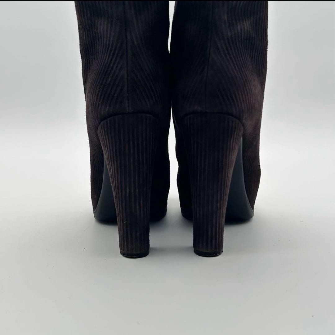 FENDI Boots Shoes EU 37.5 US 7.5 Corduroy Brown Authentic