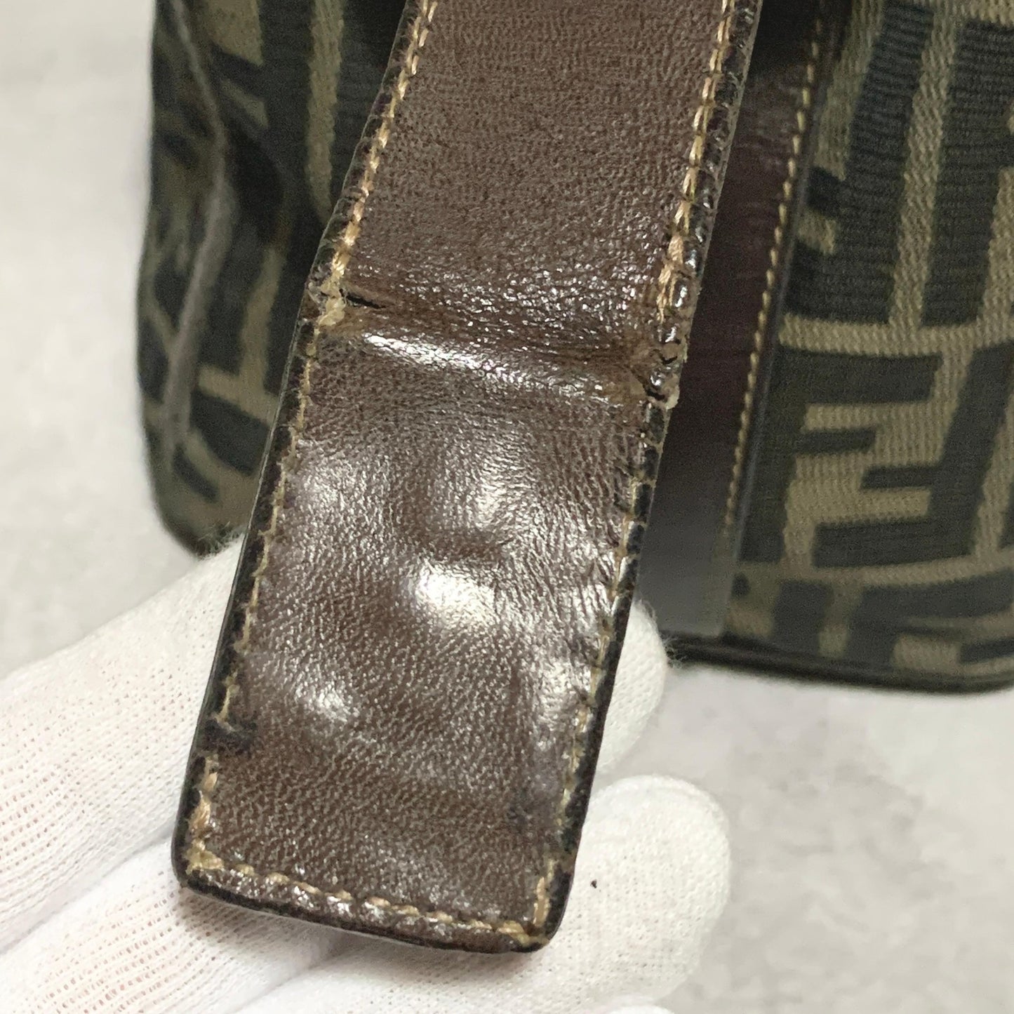 FENDI Bag Zucca FF Vanity Pouch Purse Hand Canvas Brown Used Authentic