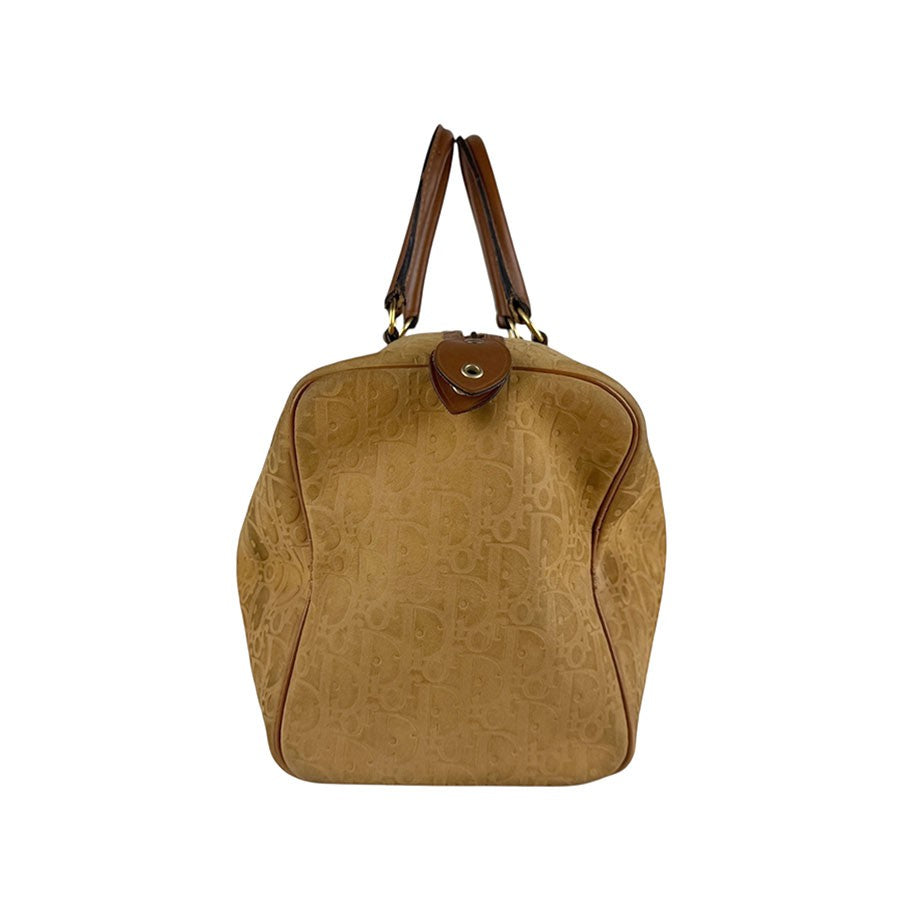 Christian Dior Hand Boston Bag Tote Purse Trotter Nubuck Leather Brown Authentic