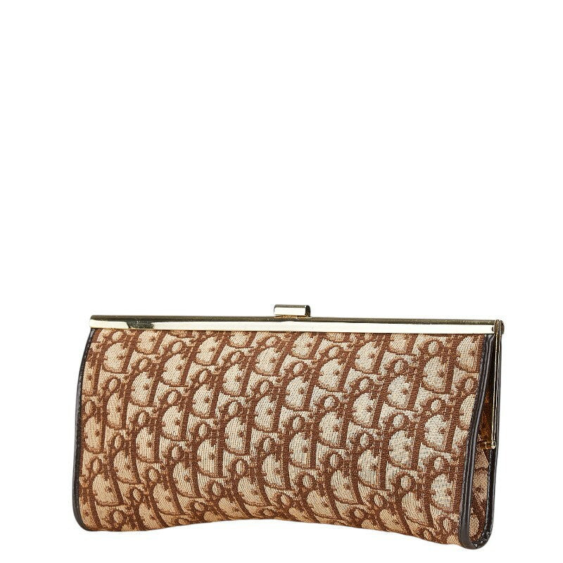 Christian Dior Clutch Bag Second Bag Trotter Canvas Leather Brown Authentic