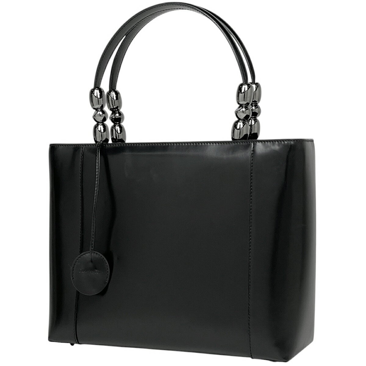 Christian Dior Hand Bag Tote Purse Leather Black Authentic