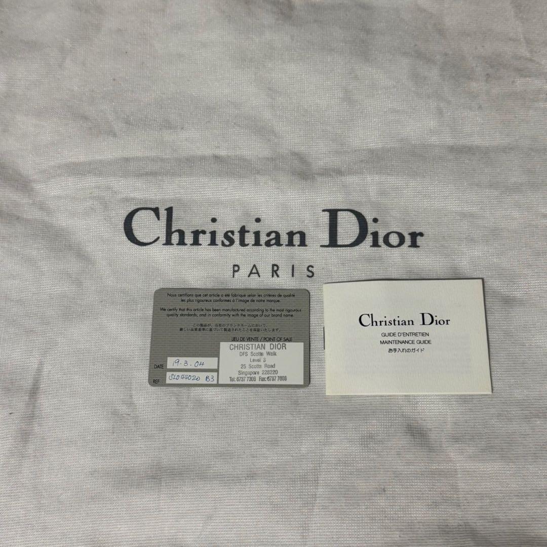 Christian Dior Hand Bag Tote Purse Trotter Leather Canvas Navy Authentic