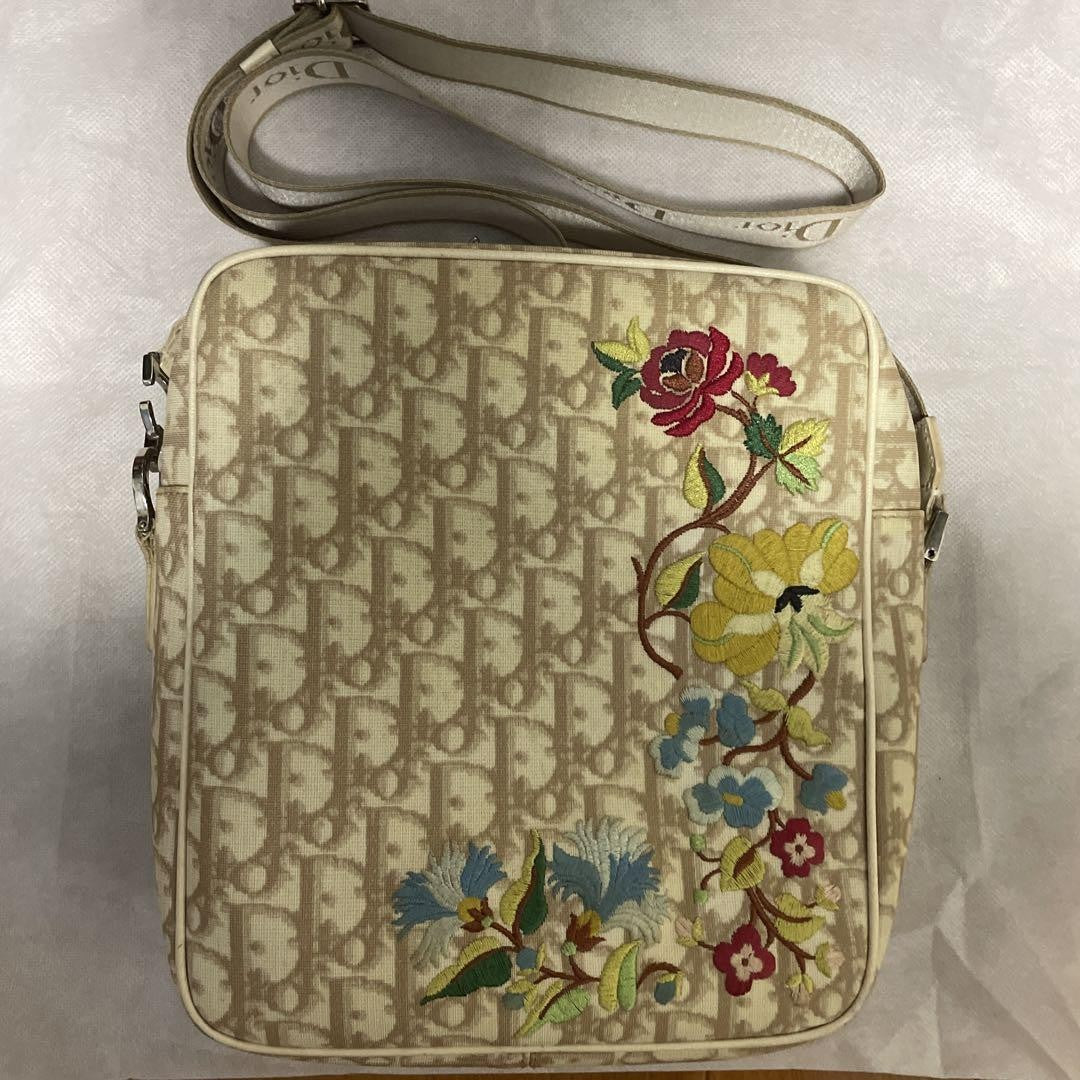Christian Dior Shoulder Bag Purse Trotter Beige Authentic