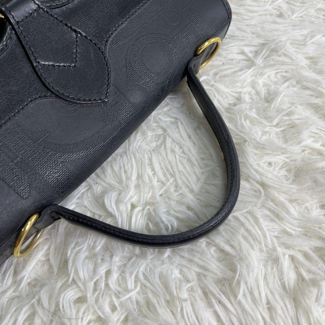 Christian Dior Hand Shoulder Bag Tote Purse 2way Trotter PVC Leather Black Auth