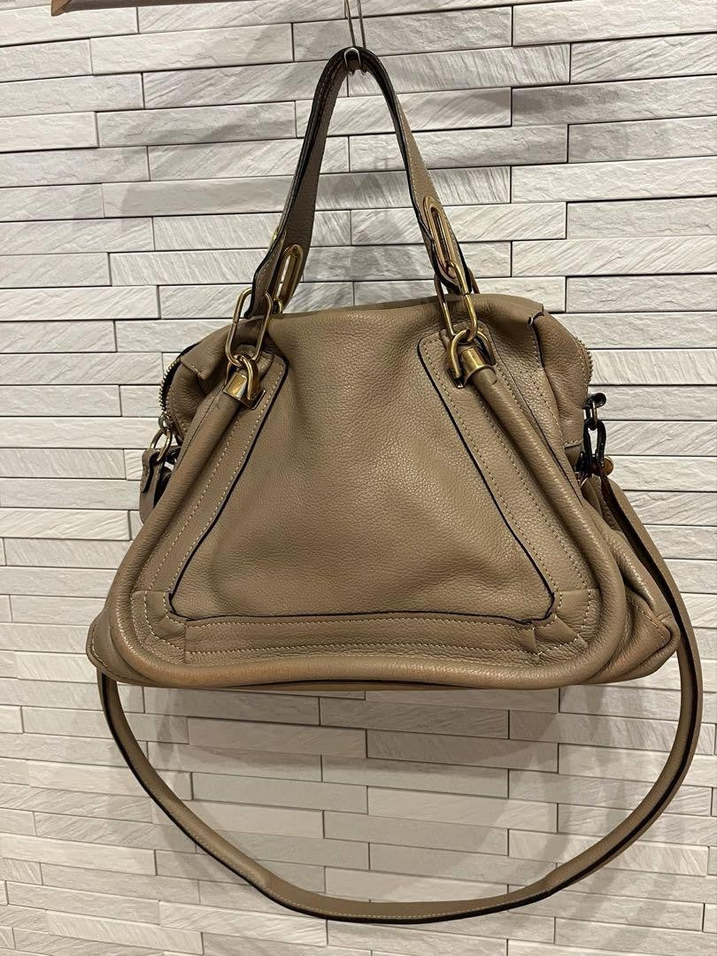 Chloe Hand Bag Tote Purse Paraty Leather Beige Authentic