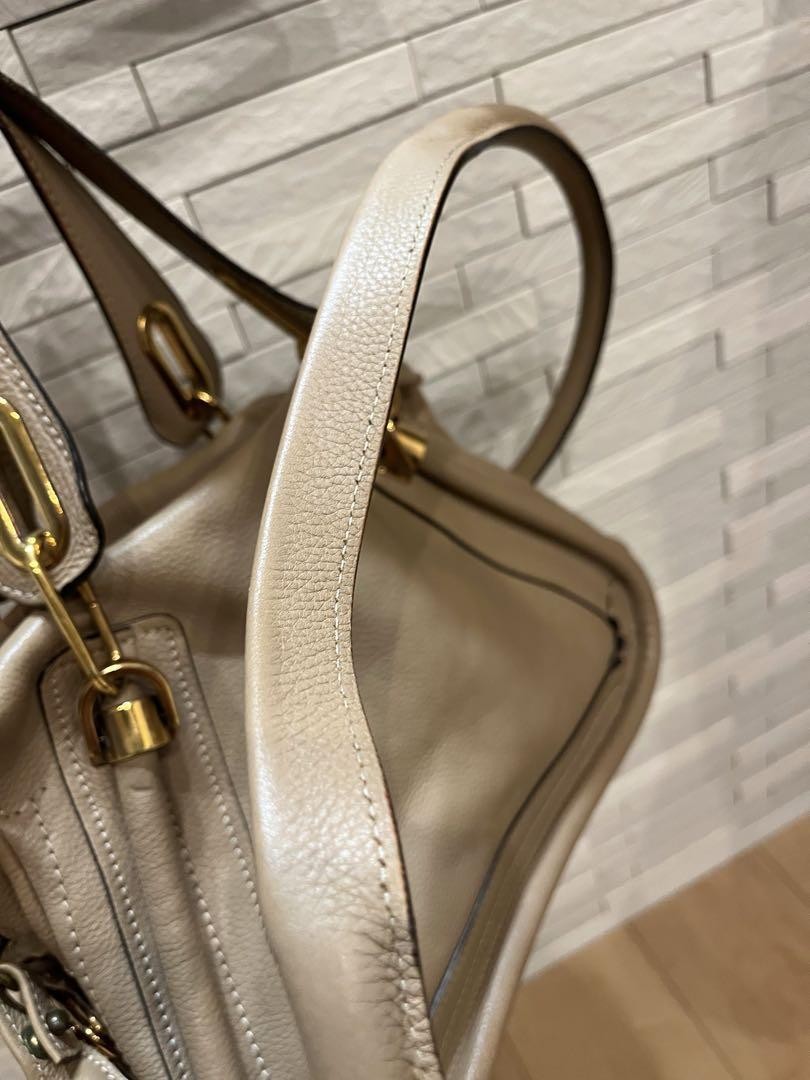 Chloe Hand Bag Tote Purse Paraty Leather Beige Authentic