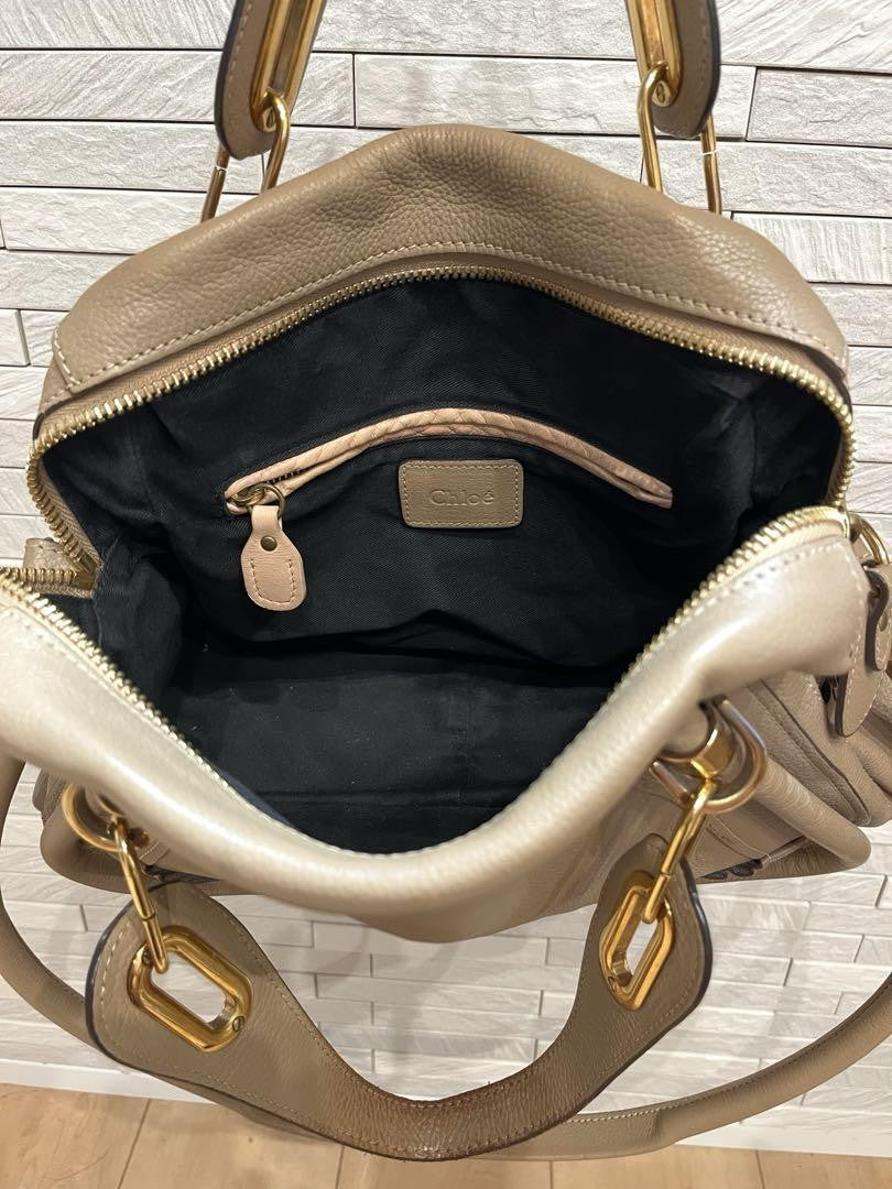 Chloe Hand Bag Tote Purse Paraty Leather Beige Authentic