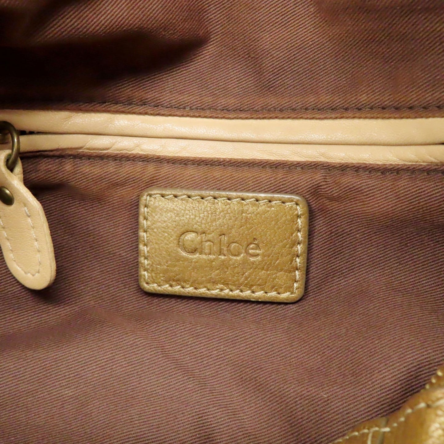 Chloe Hand Bag Tote Purse Paraty Leather Gold Authentic