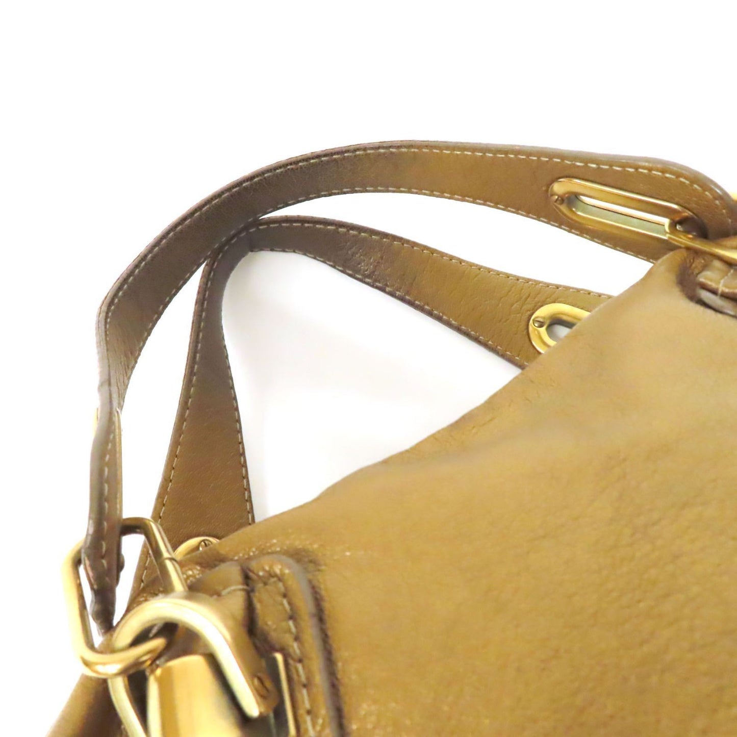 Chloe Hand Bag Tote Purse Paraty Leather Gold Authentic