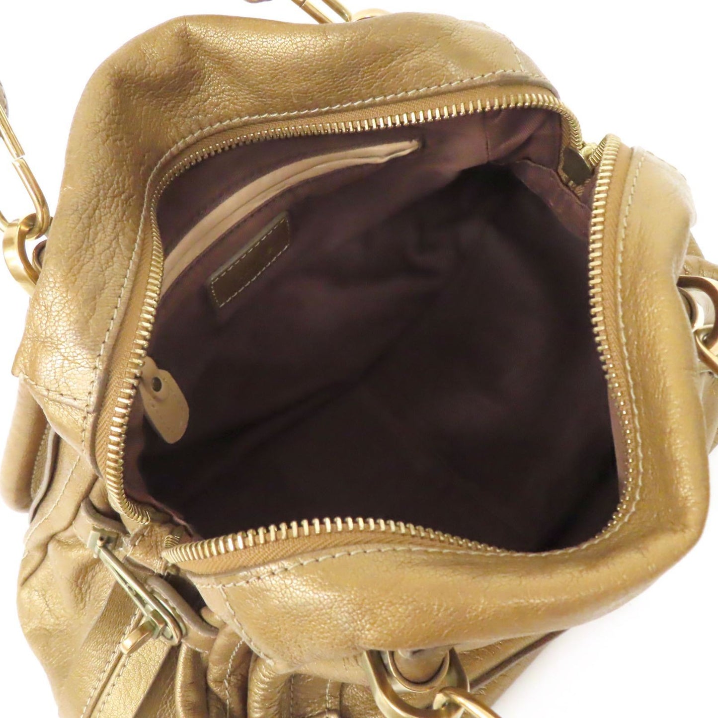 Chloe Hand Bag Tote Purse Paraty Leather Gold Authentic