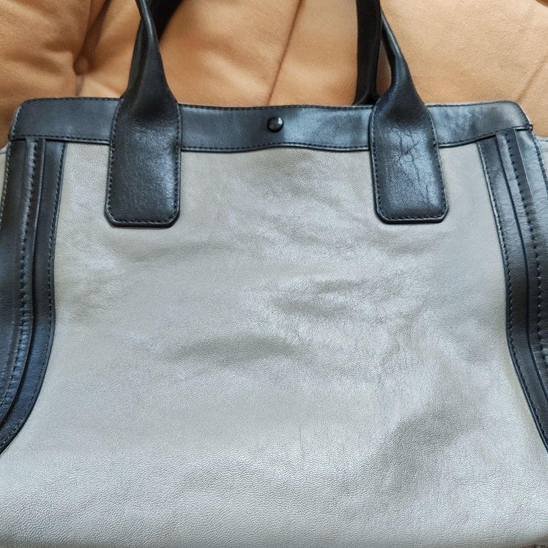 Chloe Hand Bag Tote Purse Leather Black Gray Authentic