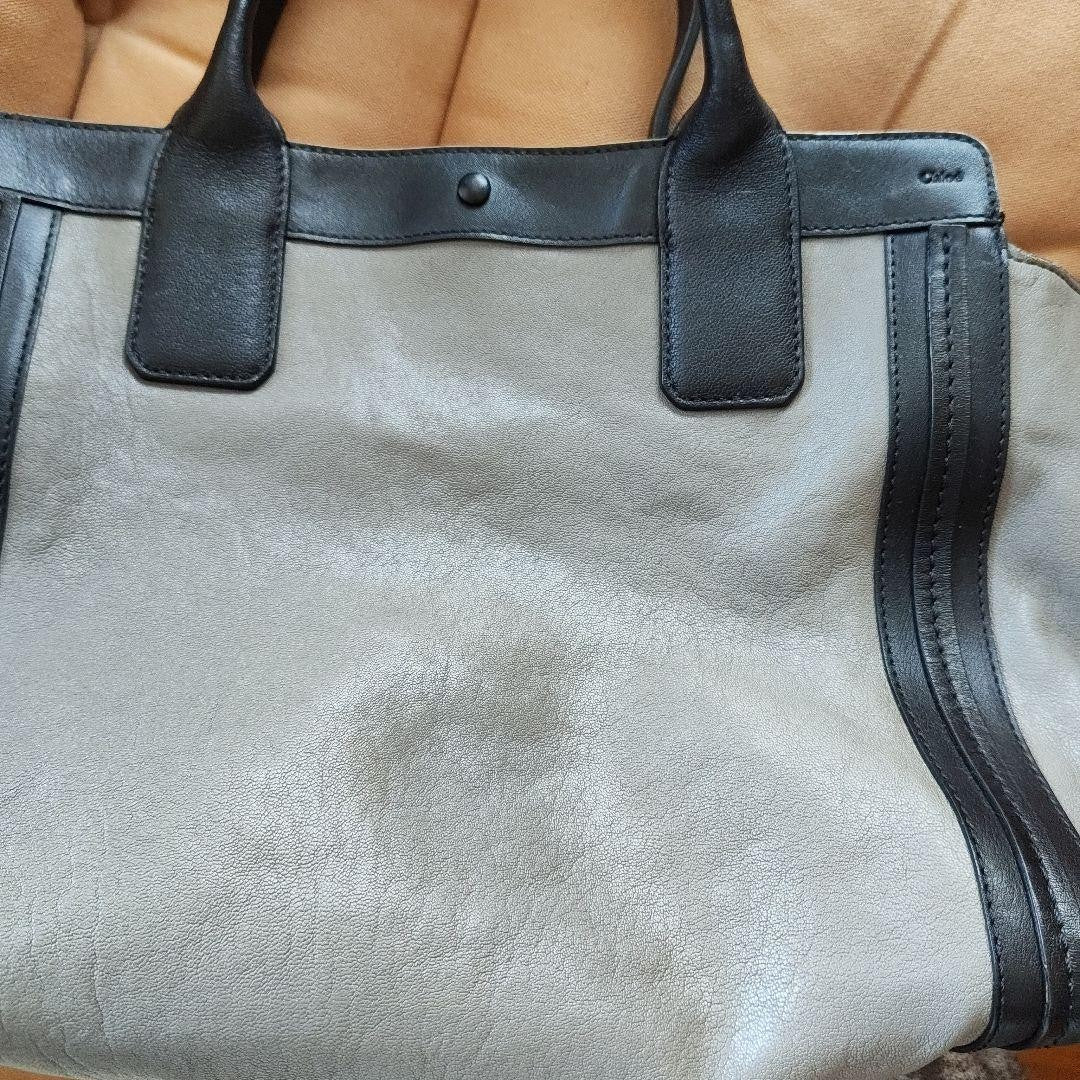 Chloe Hand Bag Tote Purse Leather Black Gray Authentic
