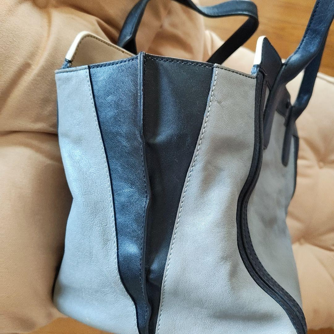 Chloe Hand Bag Tote Purse Leather Black Gray Authentic