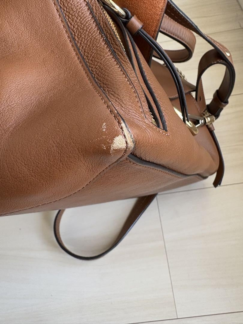 Chloe Hand Shoulder Bag Tote Purse 2way Brown Authentic