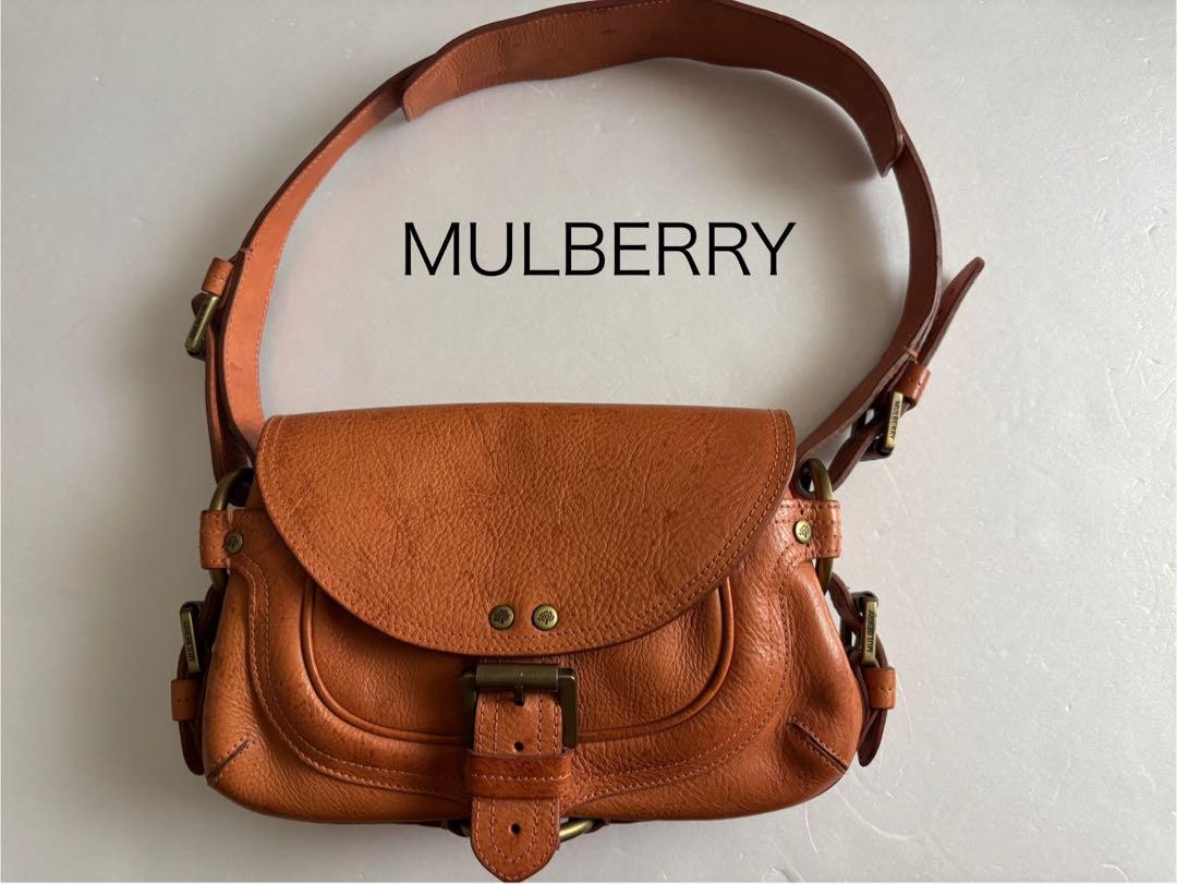 MULBERRY Shoulder Bag Purse Leather Light Brown Authentic