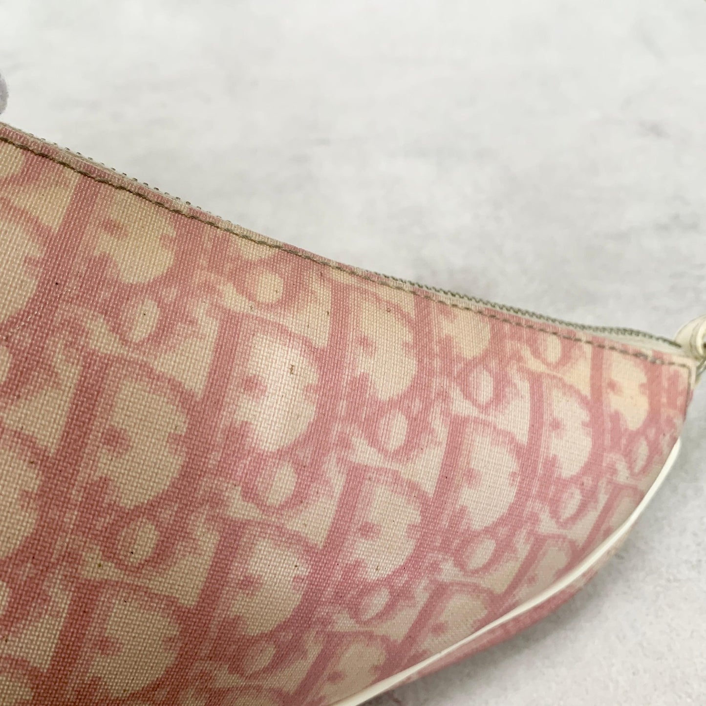 Christian Dior Saddle Bag Trotter Accessory Pouch Shoulder Purse PVC Pink Auth