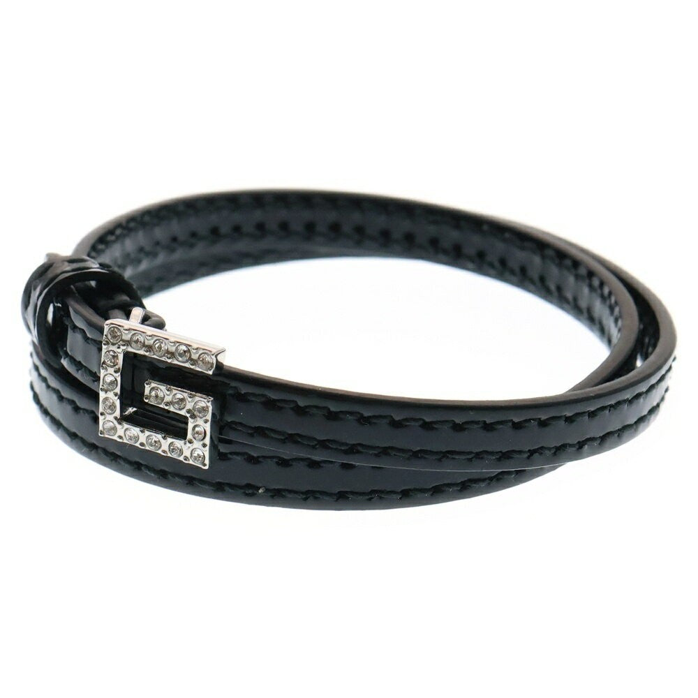 GUCCI Bracelet Bangle Rhinestone Square G Logo Black Women Accessory Authentic