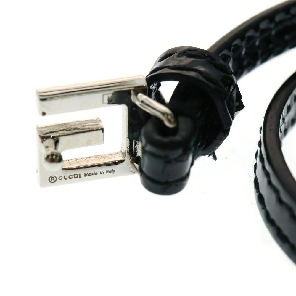 GUCCI Bracelet Bangle Rhinestone Square G Logo Black Women Accessory Authentic