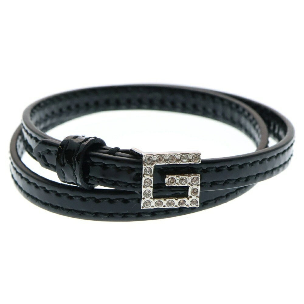 GUCCI Bracelet Bangle Rhinestone Square G Logo Black Women Accessory Authentic