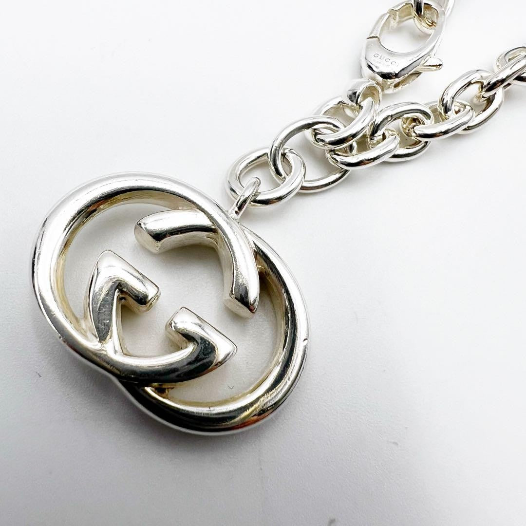 GUCCI Bracelet Bangle Interlocking Chain Silver 925 Women Accessory Authentic