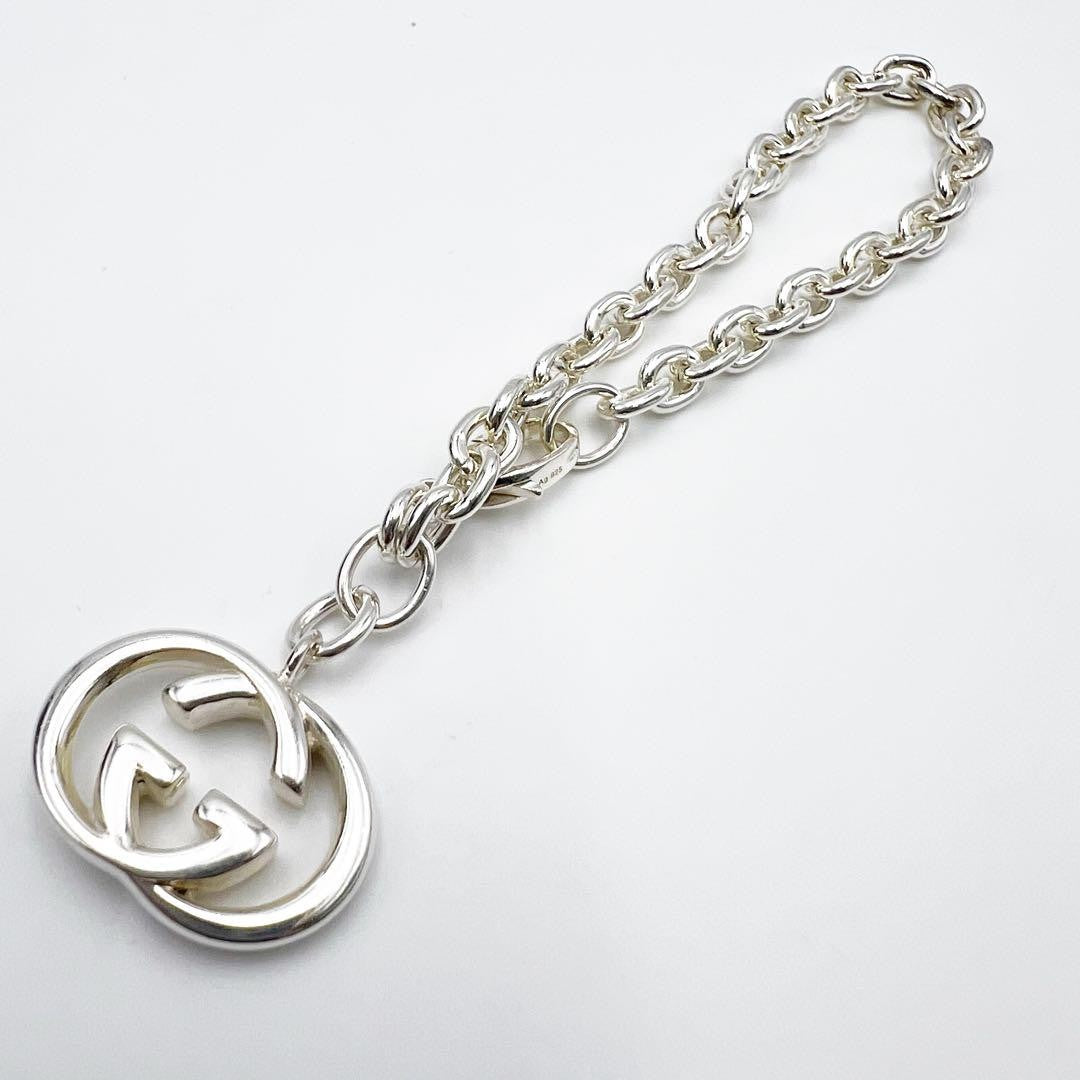 GUCCI Bracelet Bangle Interlocking Chain Silver 925 Women Accessory Authentic