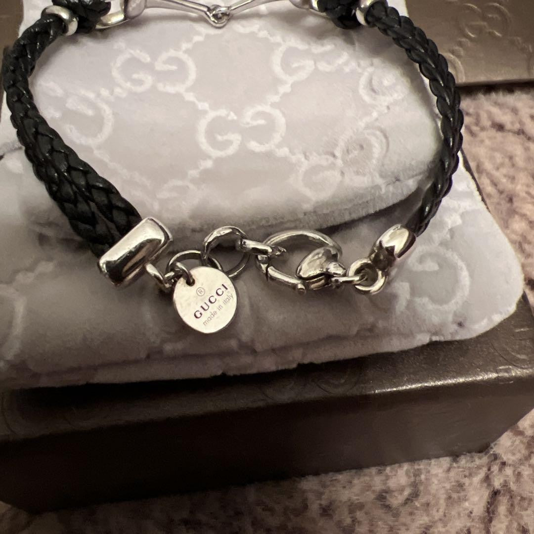 GUCCI Bracelet Bangle Horsebit Silver Unisex Accessory Authentic