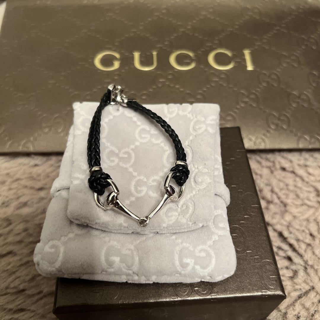 GUCCI Bracelet Bangle Horsebit Silver Unisex Accessory Authentic