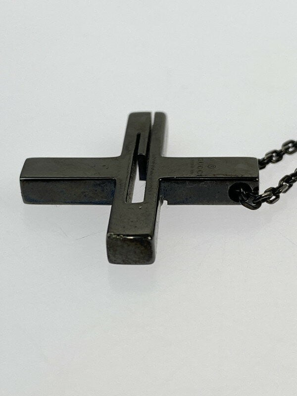 GUCCI Necklace Pendant Cutout G Black Unisex Accessory Authentic