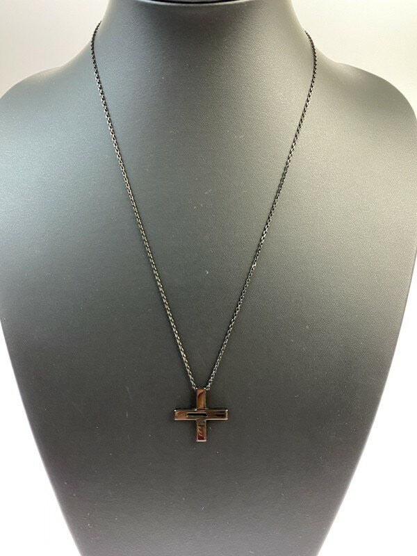 GUCCI Necklace Pendant Cutout G Black Unisex Accessory Authentic